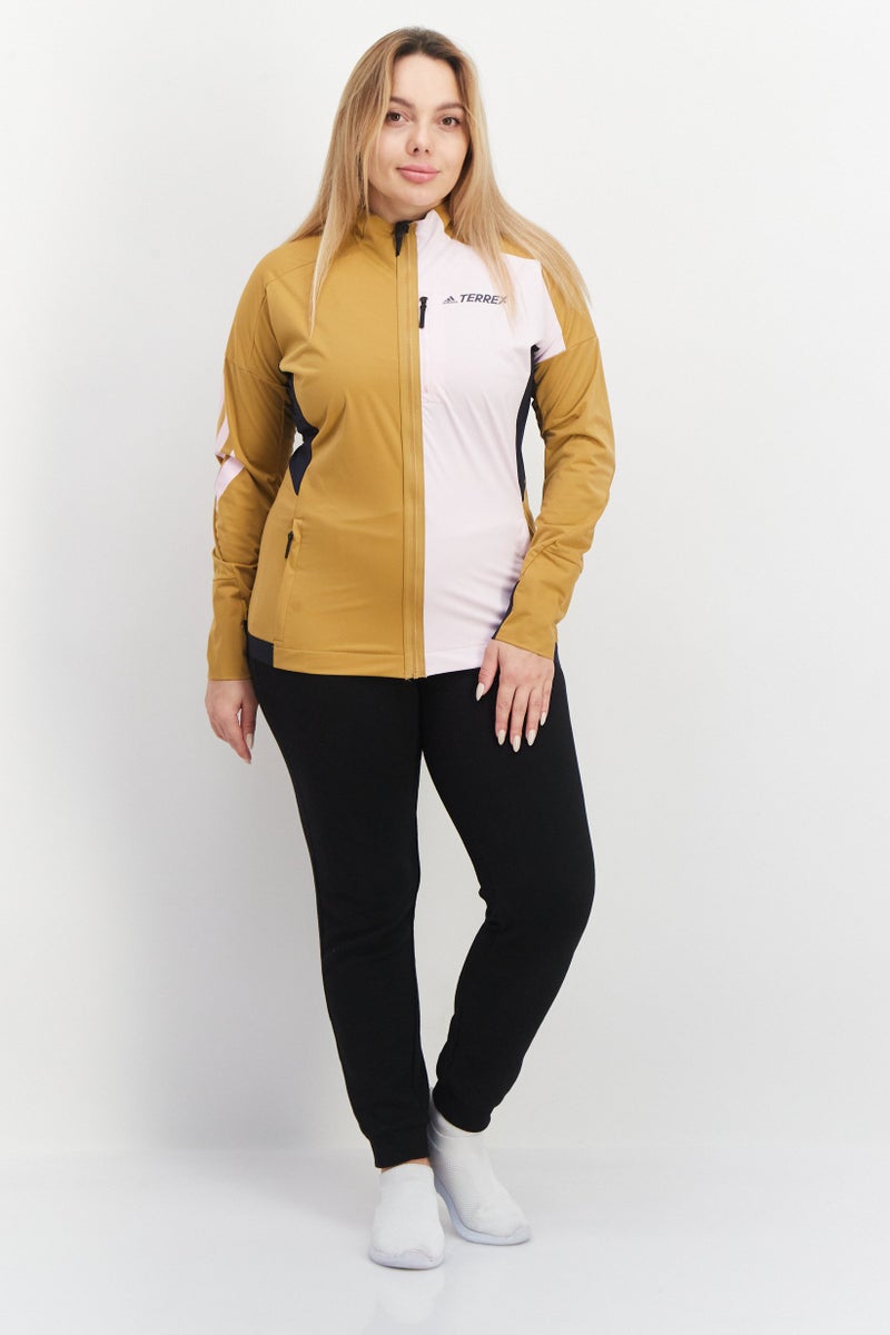 Adidas جاكيت تدريب طويل الأكمام للنساء، لون بني مدمج - Image 2